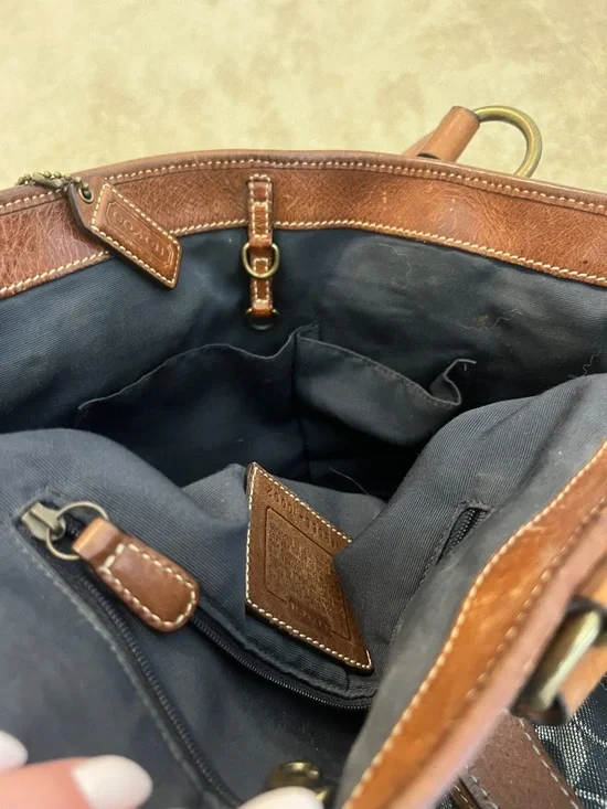 Coach Patchwork Signature Shoulder Bag in Brown and Blue - Picture 5 of 9